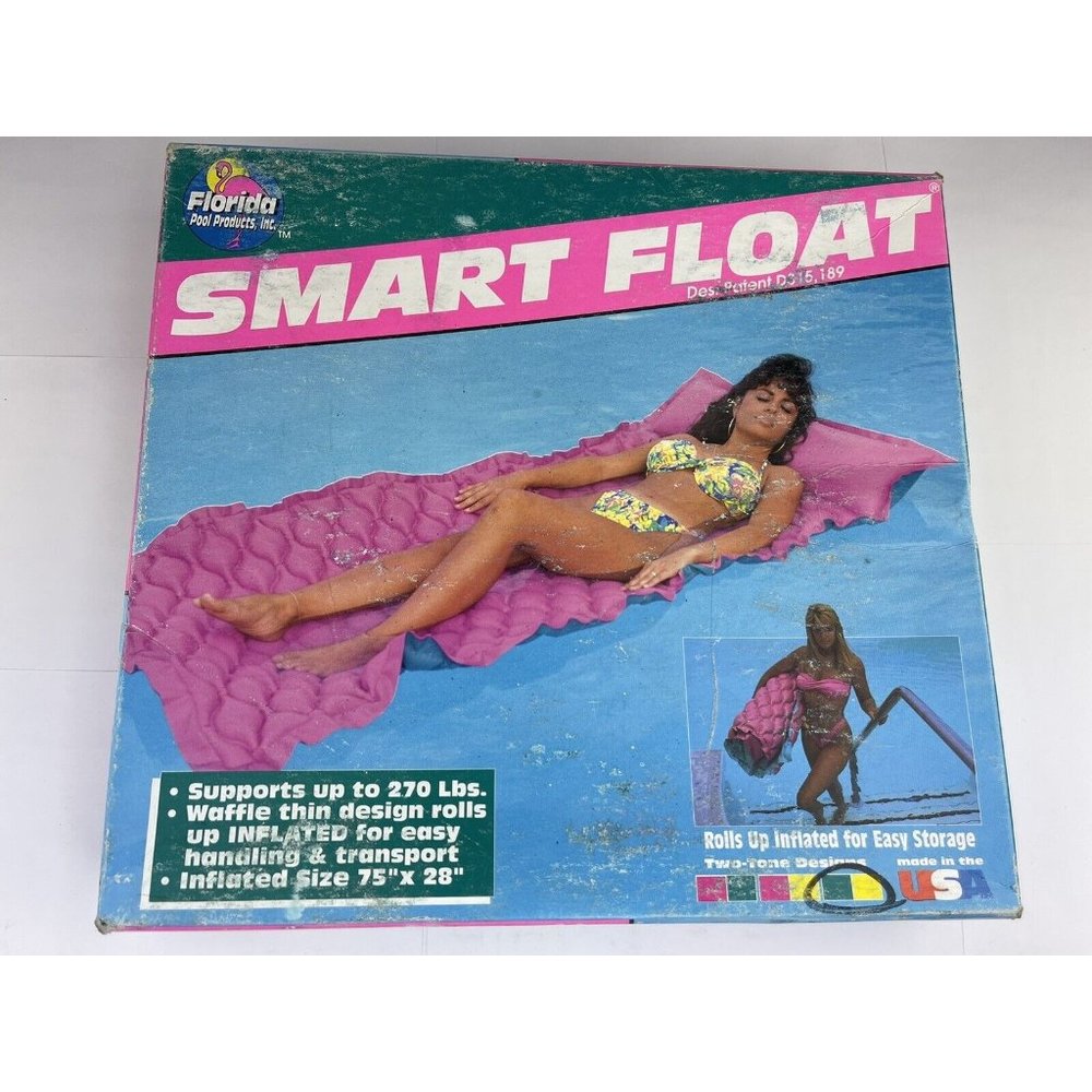 Vintage Air Mattress Lounge 75”‎ X 28" 90’s Florida Pool Products Yellow  Green